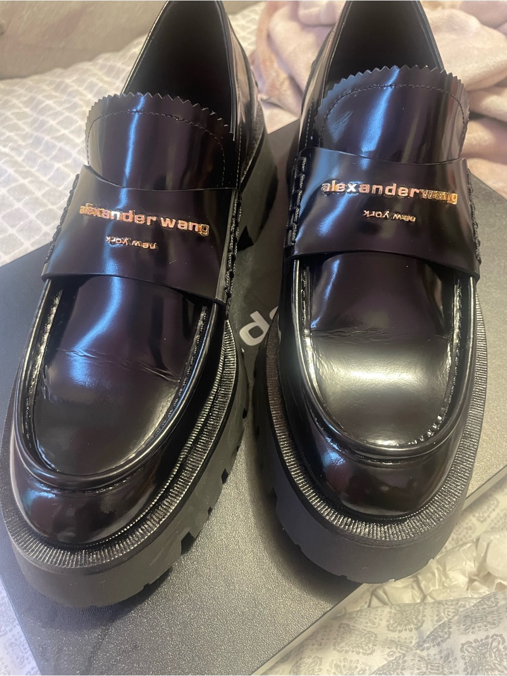 Alexander Wang Women’s Black Patent Leather Platform Loafers